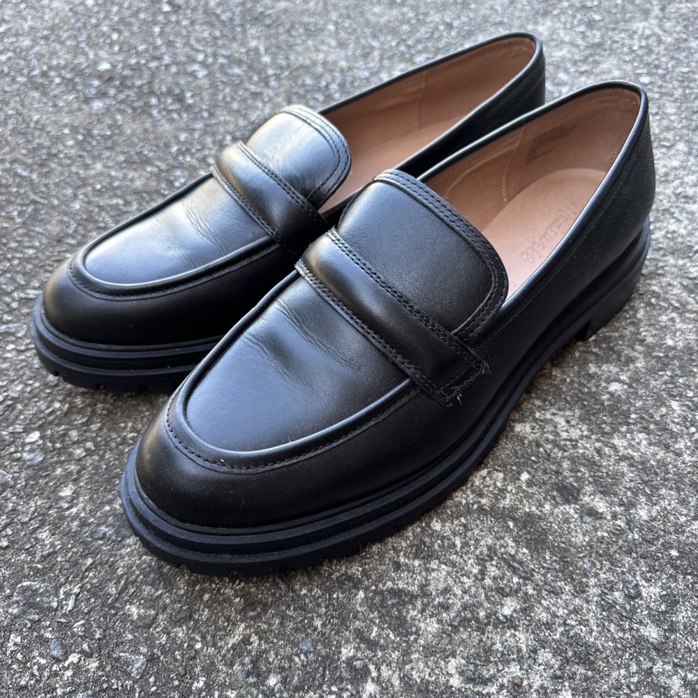 Madewell The Bradley Lugsole Loafer Womens 11 Black Leather NG674 Preppy Classic